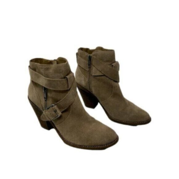 Dolce Vita | Women's Taupe Brown Suede Side Zip Heeled Ankle Bootie Size 8 - Picture 12 of 14